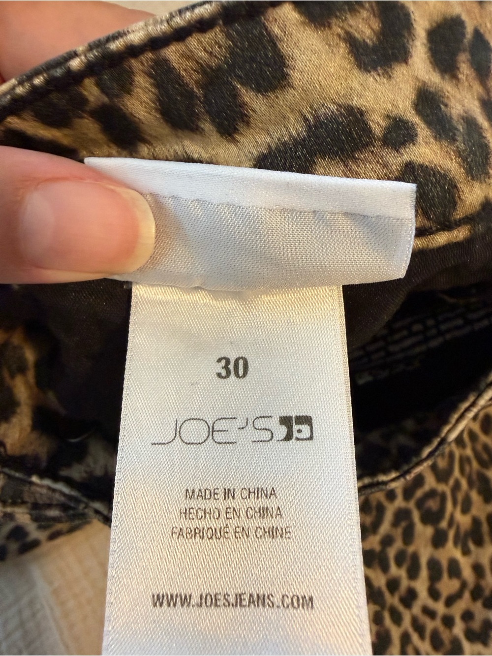Joe’s Jeans Leopard Print High Rise Crop Boot Cut Jeans - Black/Tan - Picture 6 of 8